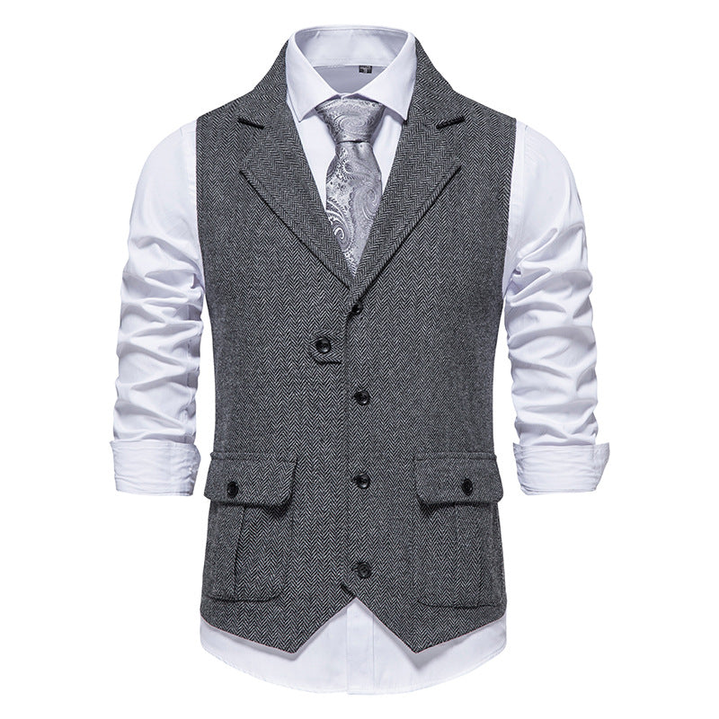 Herren Anzugweste Herringbone Stoff Elegant Modern