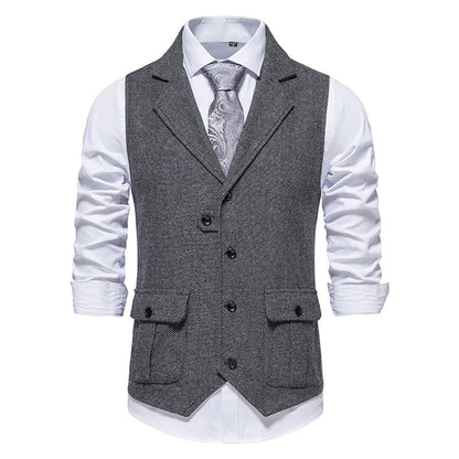 Herren Anzugweste Herringbone Stoff Elegant Modern