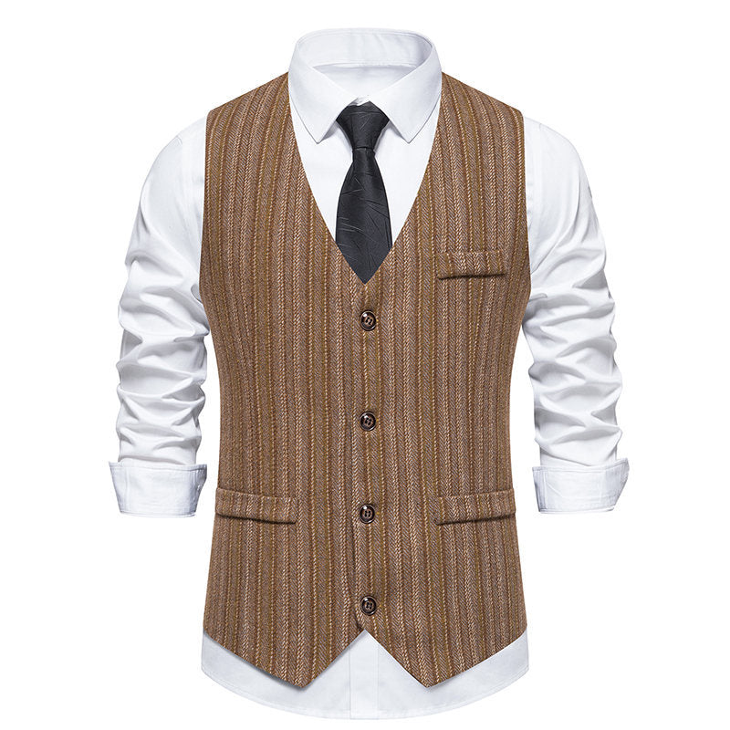 Herren Anzugweste Moderne Streifenmuster Elegante Slimfit