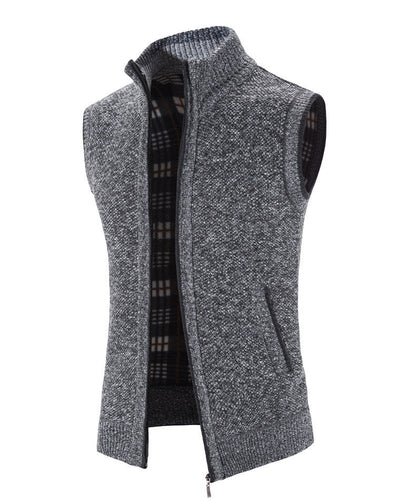 Herren Strickweste Hochkragen mit Taschen Modern