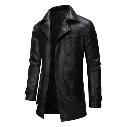 Herren Leder-Trenchcoat Elegant Vintage Stil