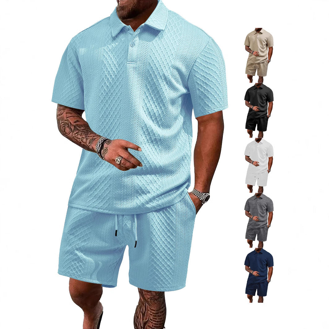 Herren Outfit 2-teilig Mit Taschen Strukturiert Modern