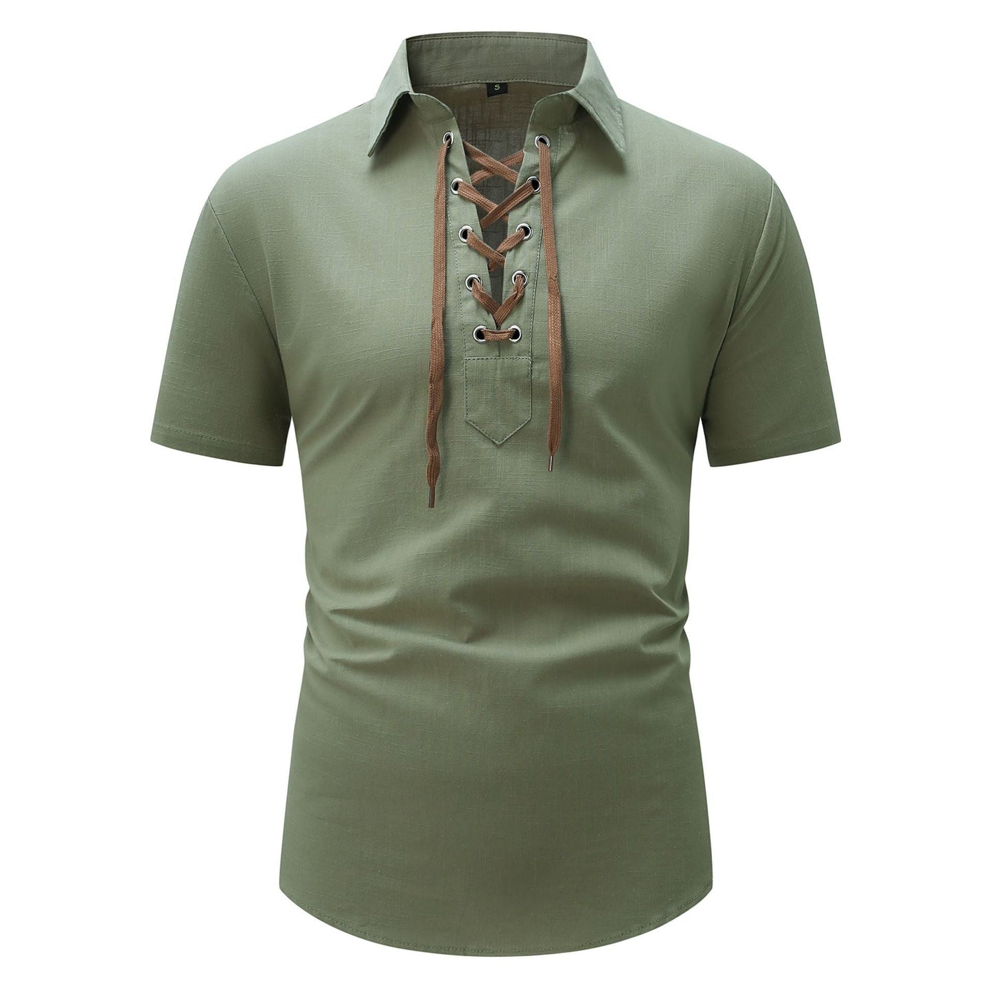 Herren Kurzarmhemd Elegant Schnürfront Modern