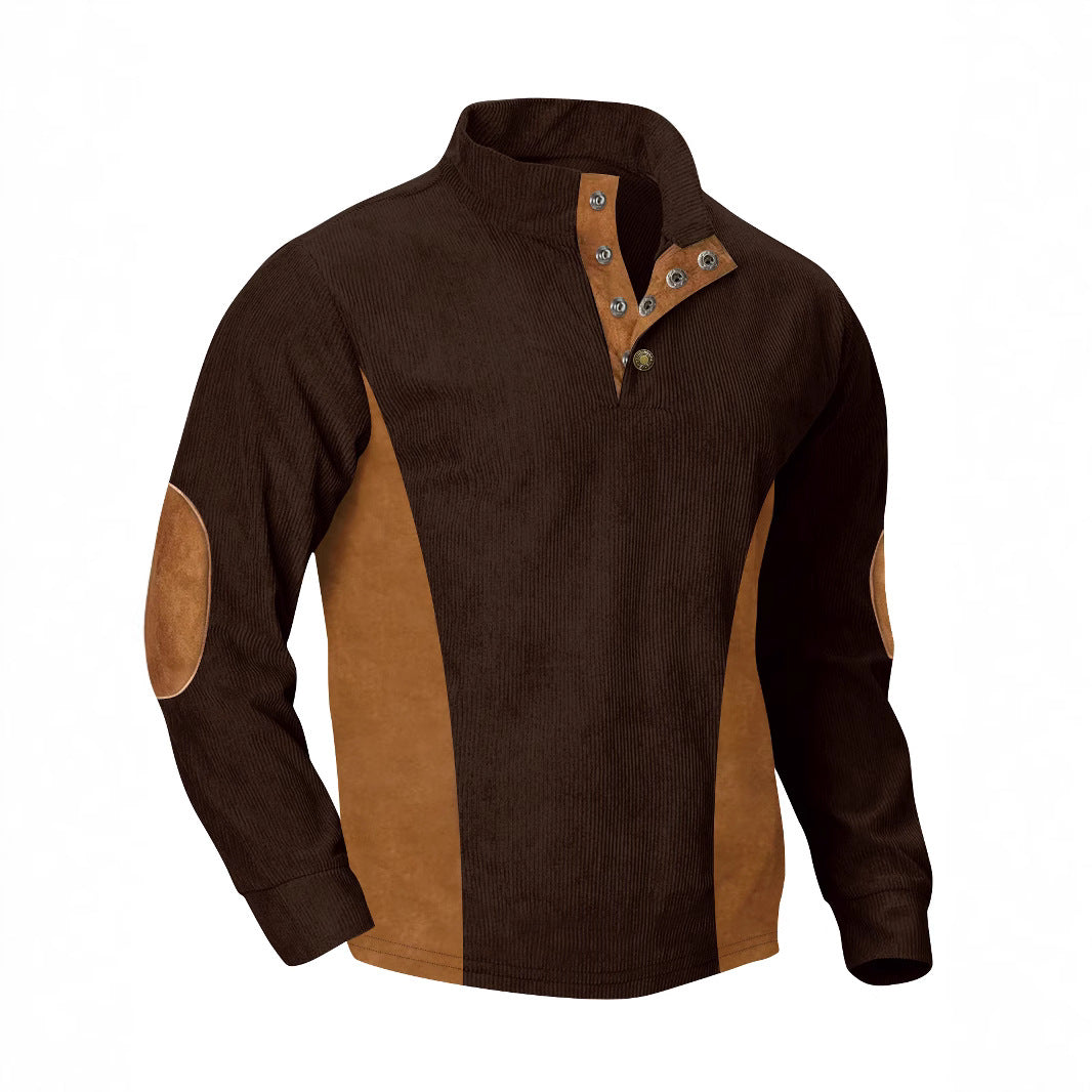Herren Pullover Modern mit Stehkragen und Druckknöpfen