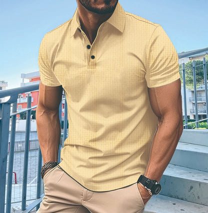Herren T-Shirt Kurzarm Modern mit Knöpfen und Struktur