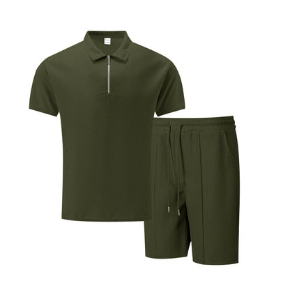 Herren Sportset Kurzarm Poloshirt Shorts Reißverschluss - BerlinGlamour