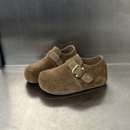 Damen Clogs Wildleder Schuhe mit Schnallenverschluss Bequem