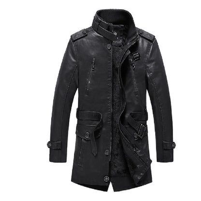 Herren Lederjacke Klassisch Schwarz Bikerstil