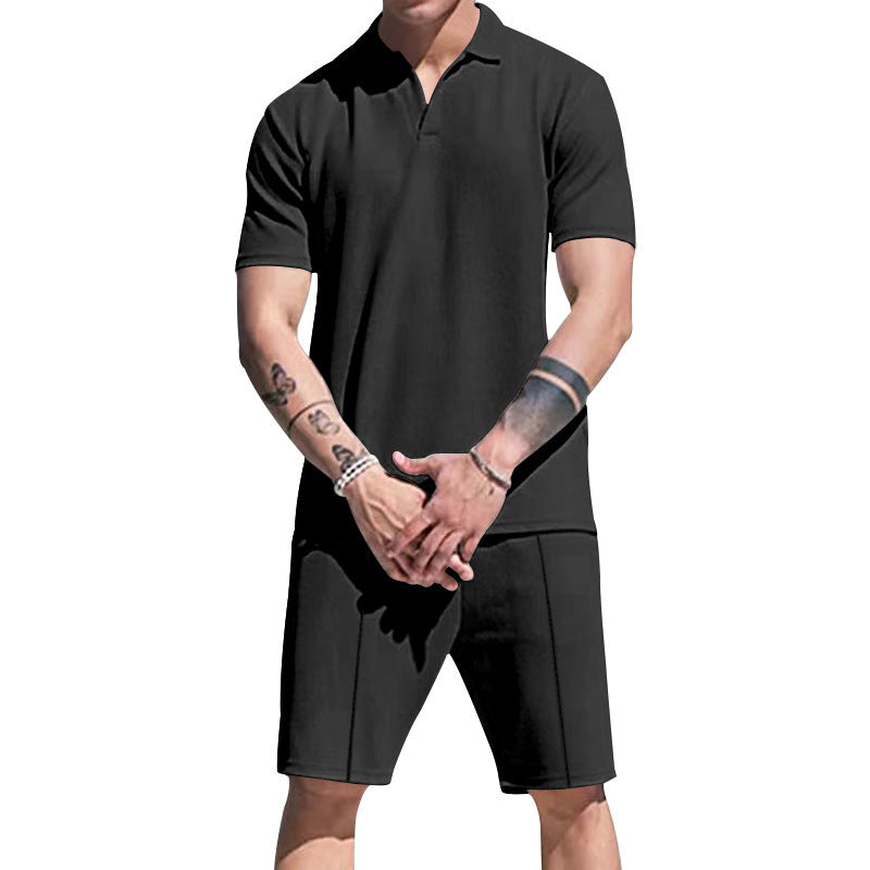 Herren Polo-Shorts-Set atmungsaktiv Komfortabel Sommer