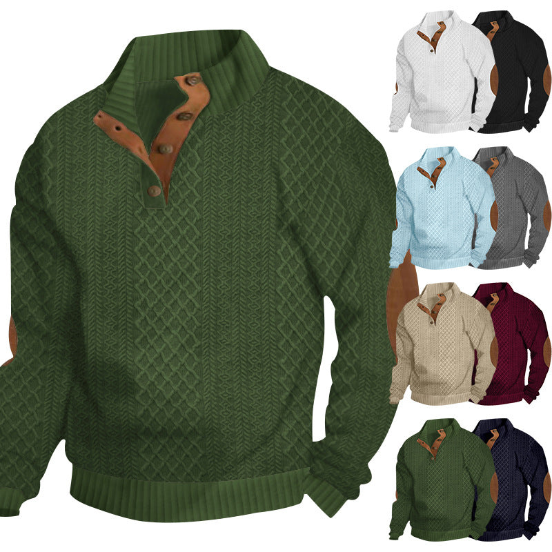 Herren Pullover Stehkragen Modern Leder Details