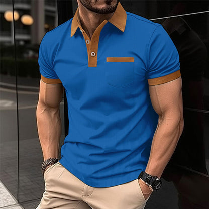 Herren Polohemd Modern mit Brusttasche und Kontrastfarben