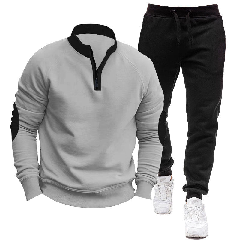 Herren Sportanzug Hoodie Jogger Kontrast Ärmel - BerlinGlamour