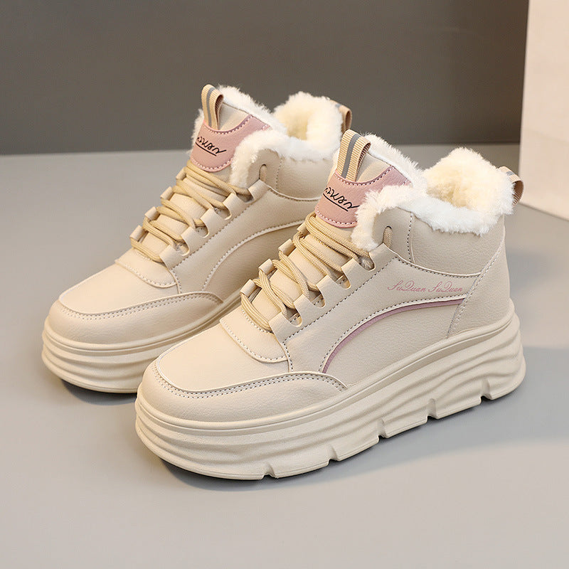 Damen Winter Sneaker High-Top Weich Fleece Rutschfest