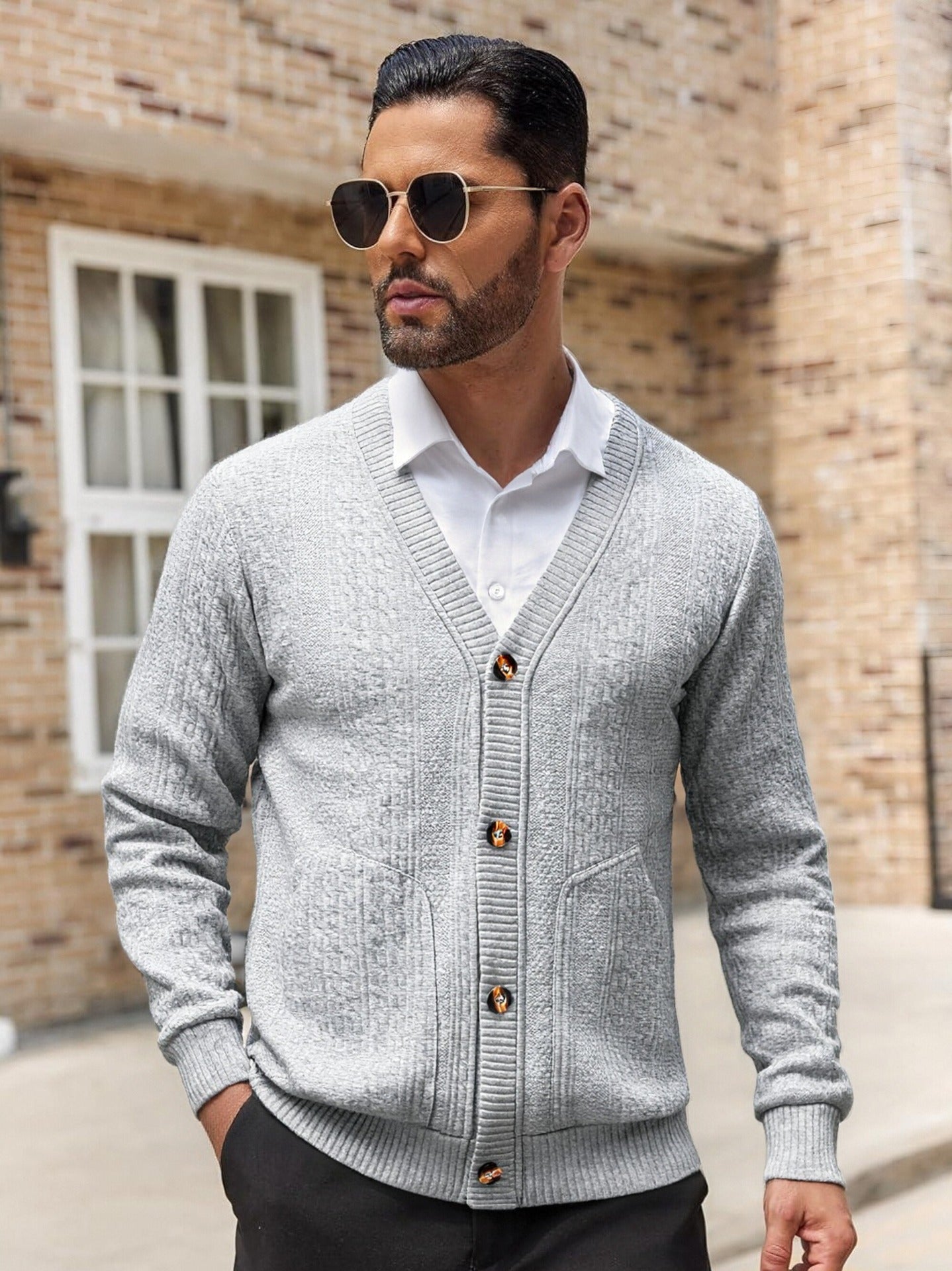 Herren Strickjacke Modern mit Taschen und Schnitten