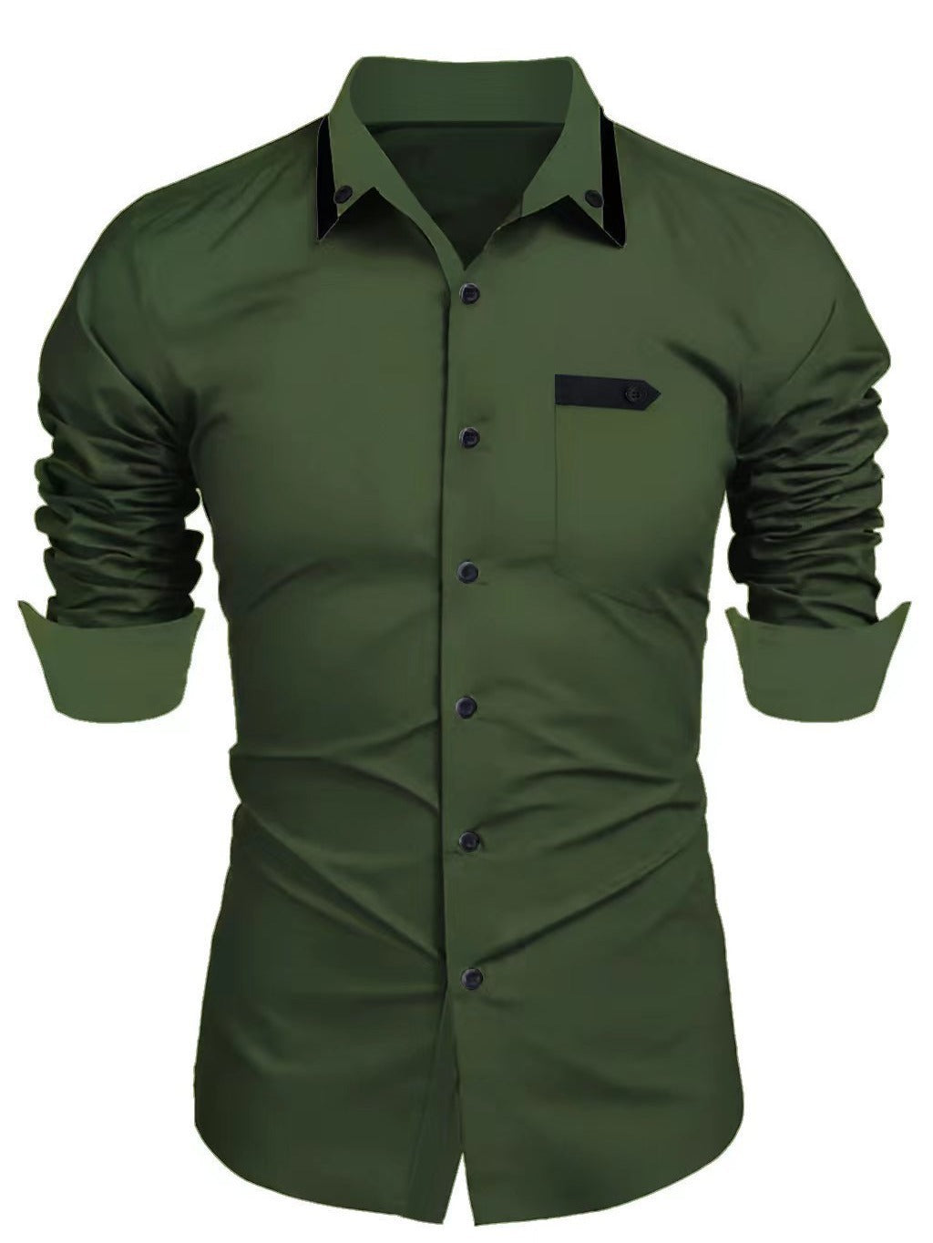 Elegantes Langarmhemd Herren mit Kontrastknöpfen Modern - BerlinGlamour