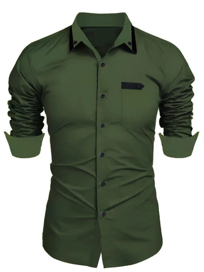 Elegantes Langarmhemd Herren mit Kontrastknöpfen Modern - BerlinGlamour