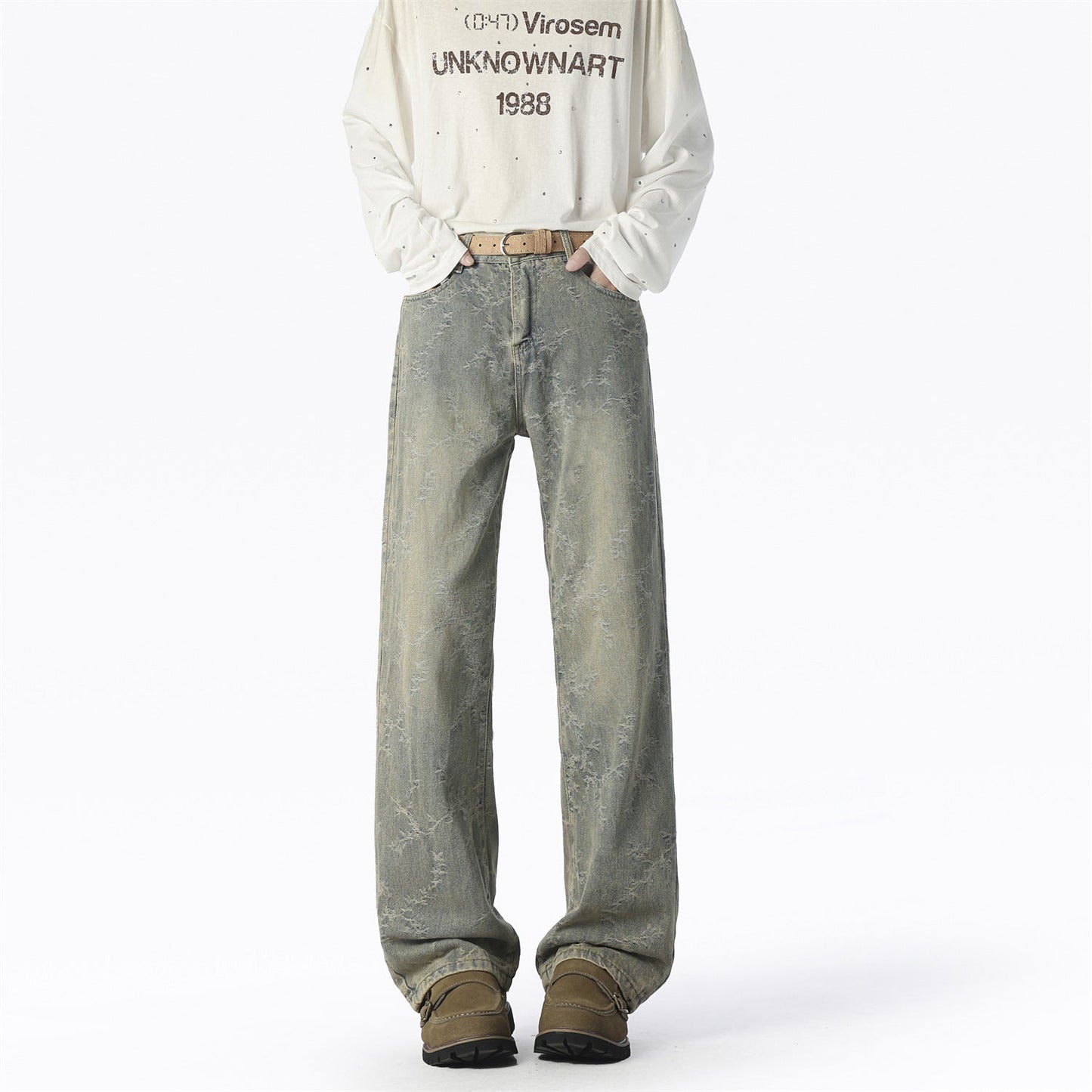 Herren Jeans Weite Bequem Mit Einzigartigem Muster