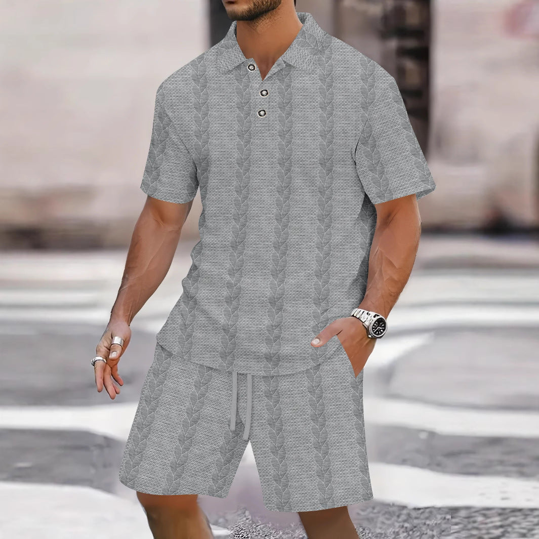 Herren Freizeit-Set Poloshirt mit Struktur und Shorts Sommer