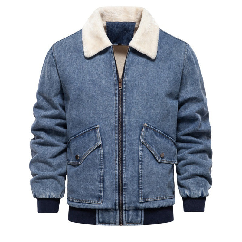 Herren Jeansjacke Fleece gefüttert Praktisch