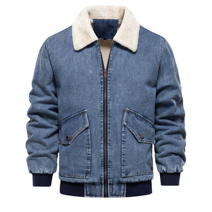 Herren Jeansjacke Fleece gefüttert Praktisch