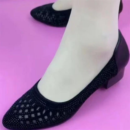 Damen Ballerinas mit Strass und Komfortabsatz Elegant