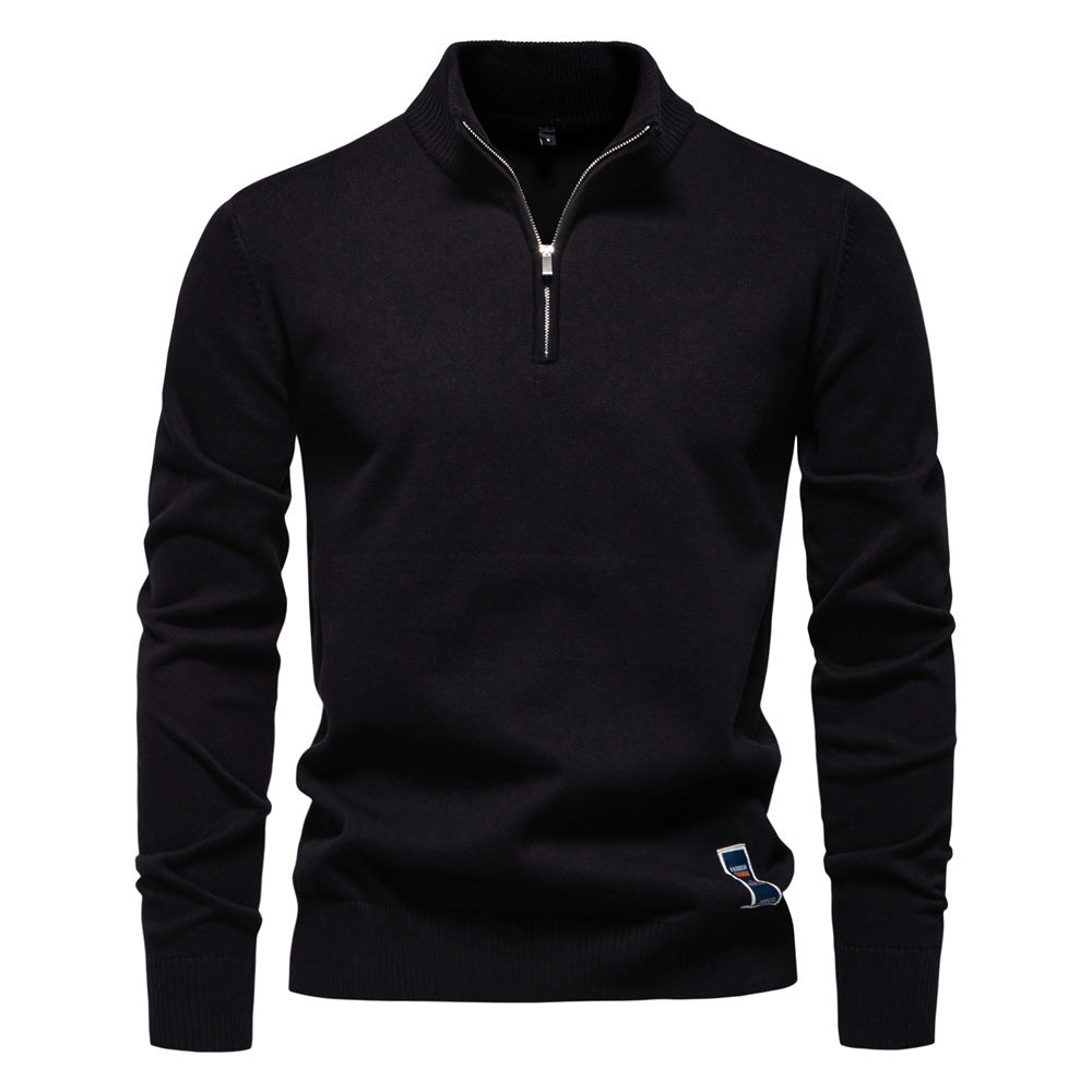 Herren Pullover Kurz Reißverschluss Stehkragen Modern