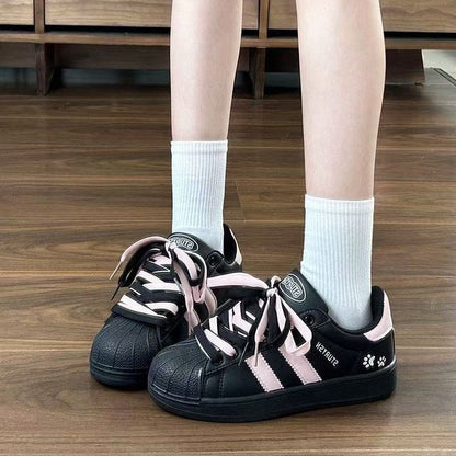 Damen Sneaker Retro Sportlich mit Schnürsenkeln