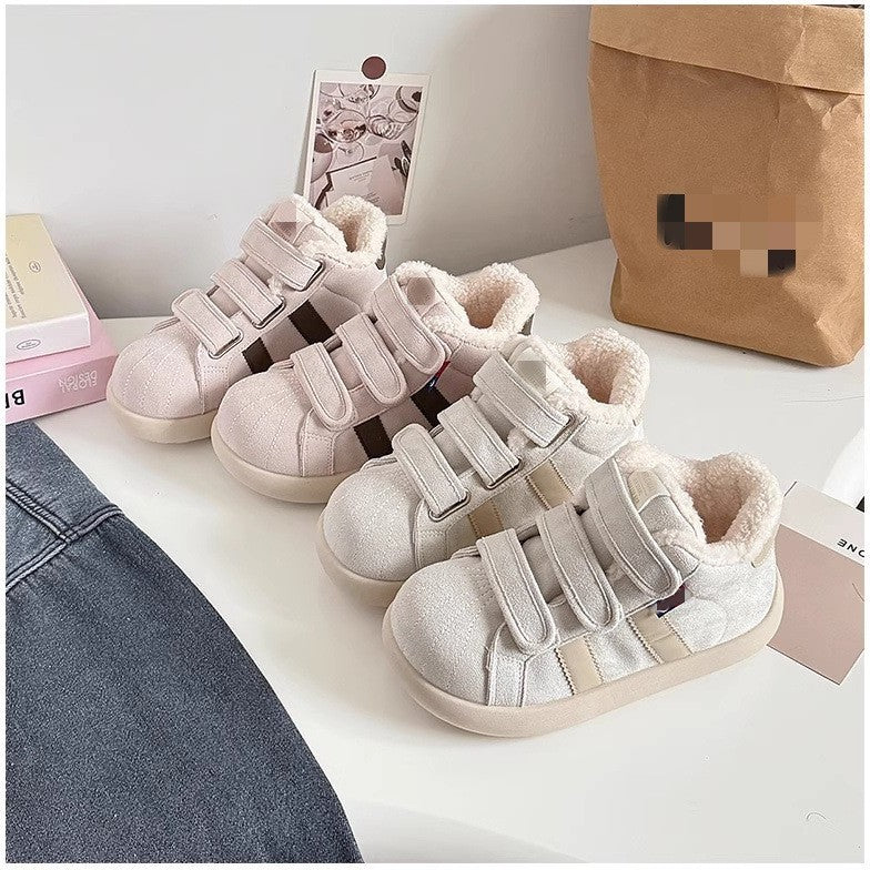 Damen Sneaker Warmfutter Klettverschluss Winter Schuhe