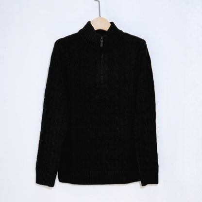 Herren Strickpullover Eleganter Zopfmuster Mit Reißverschluss
