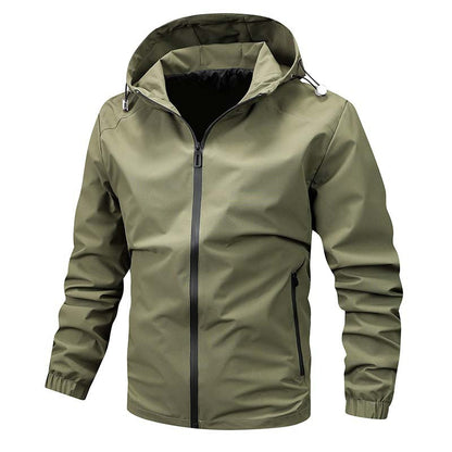 Herren Sportjacke Wasserdicht Kapuze Verstellbar Schwarz