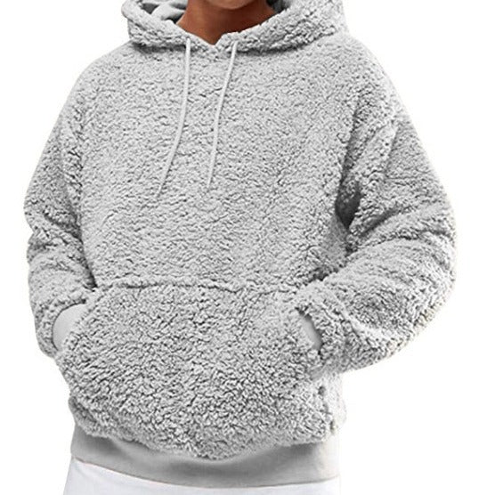 Herren Hoodie Teddyfleece Lässig mit Kängurutasche