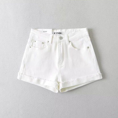 Damen Jeansshorts Lässig Schnitt Mit Effektnähten