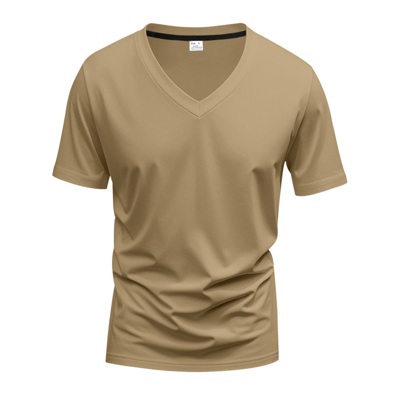 Herren T-Shirt V-Ausschnitt atmungsaktiv Schnelltrocknend Baumwolle
