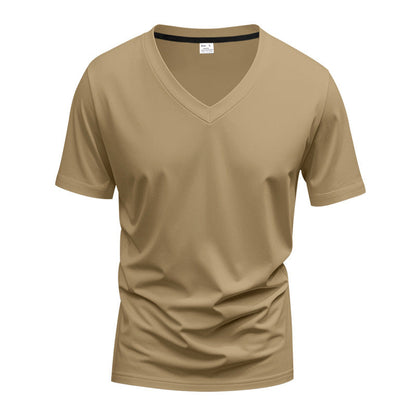 Herren T-Shirt V-Ausschnitt atmungsaktiv Schnelltrocknend Baumwolle