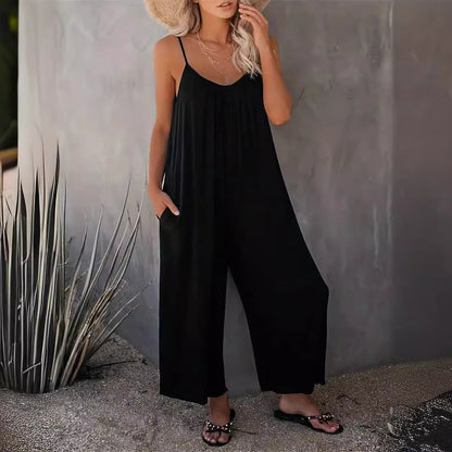 Damen Jumpsuit Leicht Fließend Mit Verstellbaren Trägern - BerlinGlamour