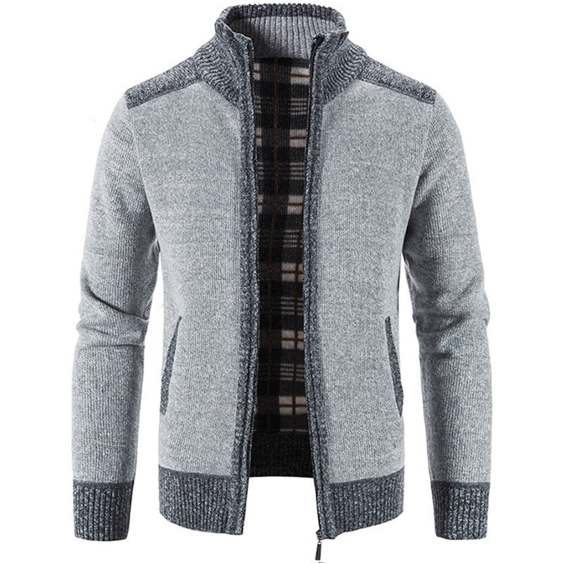 Herren Strickjacke Stehkragen Modern Strukturiert