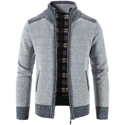Herren Strickjacke Stehkragen Modern Strukturiert
