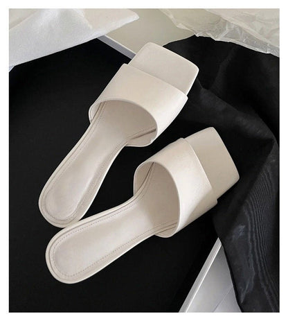 Damen Mules Offen mit Glitzer Obermaterial und Hochem Blockabsatz