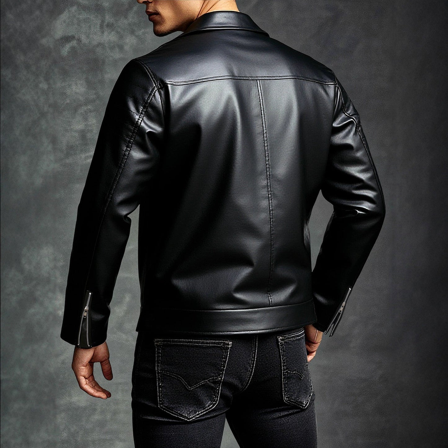 Lederjacke Herren Biker Style Komfort Schnitt