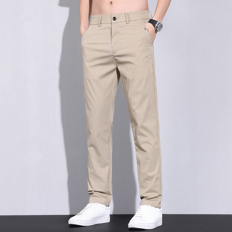 Herren Chino-Hose Elastisch Mit Seiten-Taschen Modern
