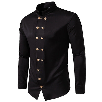 Herren Langarmhemd Stehkragen Elegantes Design Berlin
