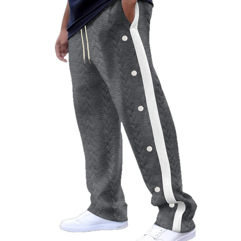Herren Chino Hose Sportlich Elastisch Mit Druckknöpfen
