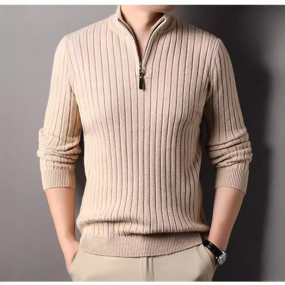 Herren Pullover Modern Stehkragen Rippmuster Trendy