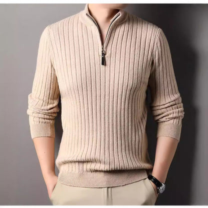 Herren Pullover Modern Stehkragen Rippmuster Trendy