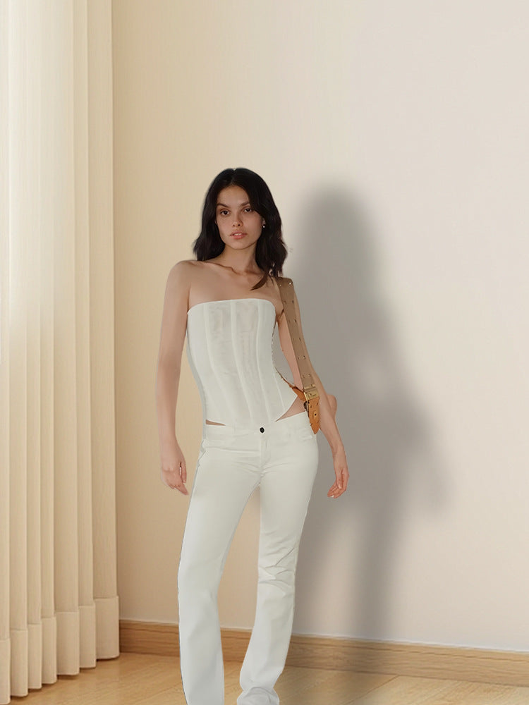 Figurformendes Damen Top mit Raffungen und Trägern
