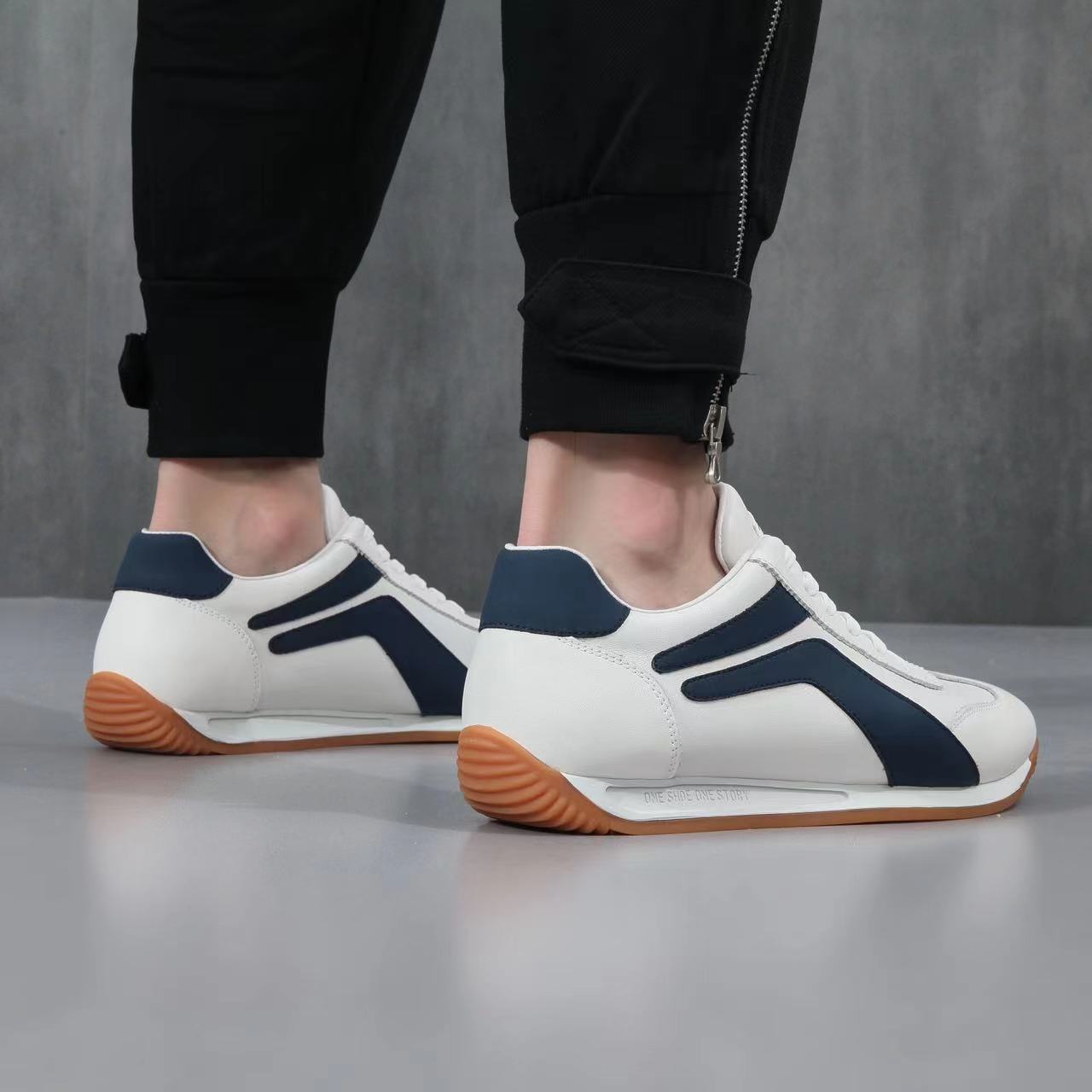 Damen Sneaker Atmungsaktiv Leder Rutschfest Schwarz Sport