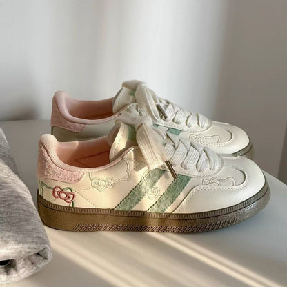 Damen Sneaker mit Blumenmotiv Elastisch Schnüren