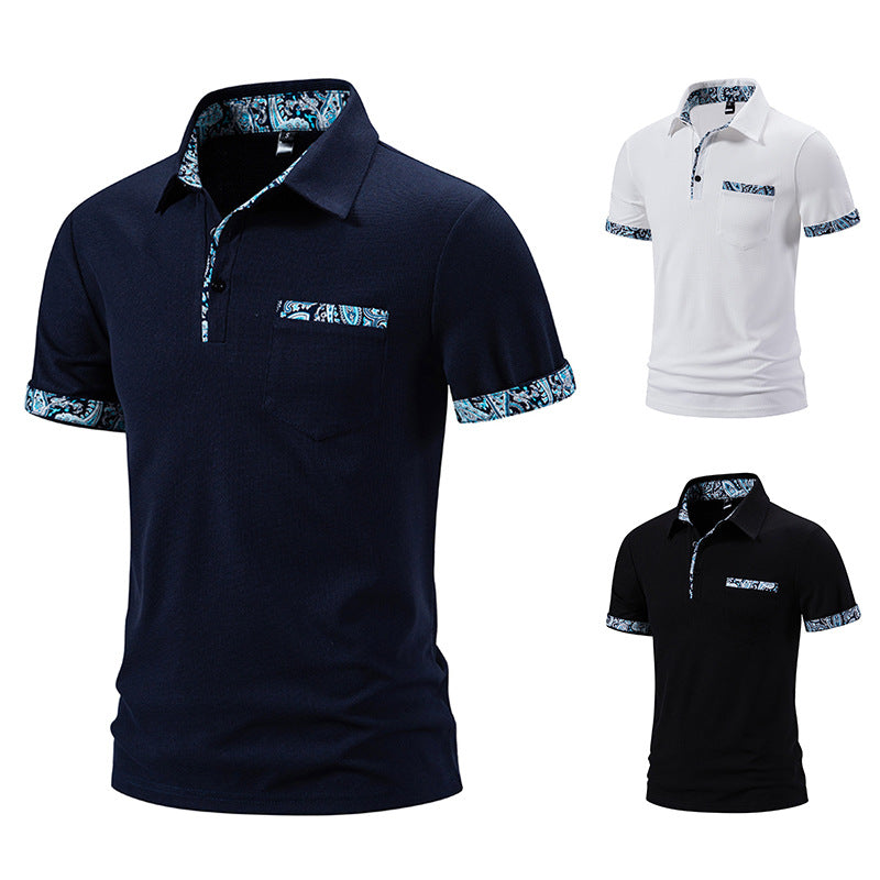 Herren Polohemd Modern mit Knopfkragen und Brusttasche