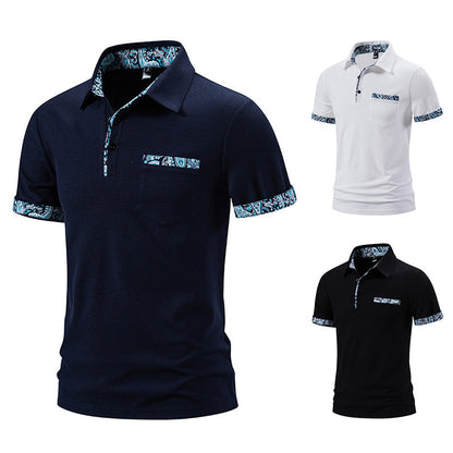 Herren Polohemd Modern mit Knopfkragen und Brusttasche