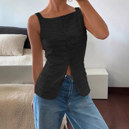 Damen Freizeit-Top Ärmellos Leicht Mit Schlitz